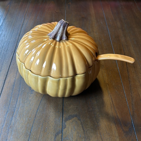 Pottery Barn Pumpkin Soup Tureen with Lid and Ladle - Picture 2 of 10